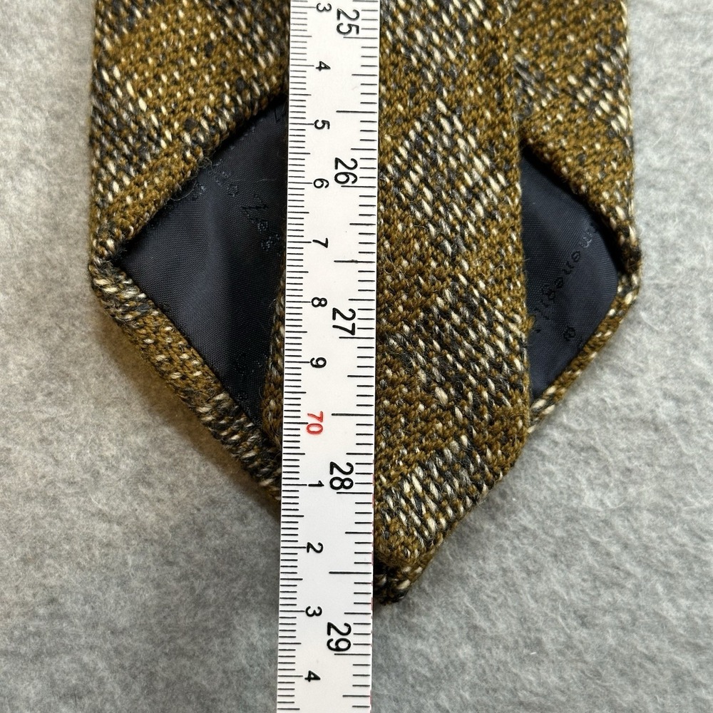 Ermenegildo Zegna Wool Silk Check Plaid Tie Brown Textured Italy NWOT 57x3.75in - Picture 7 of 8